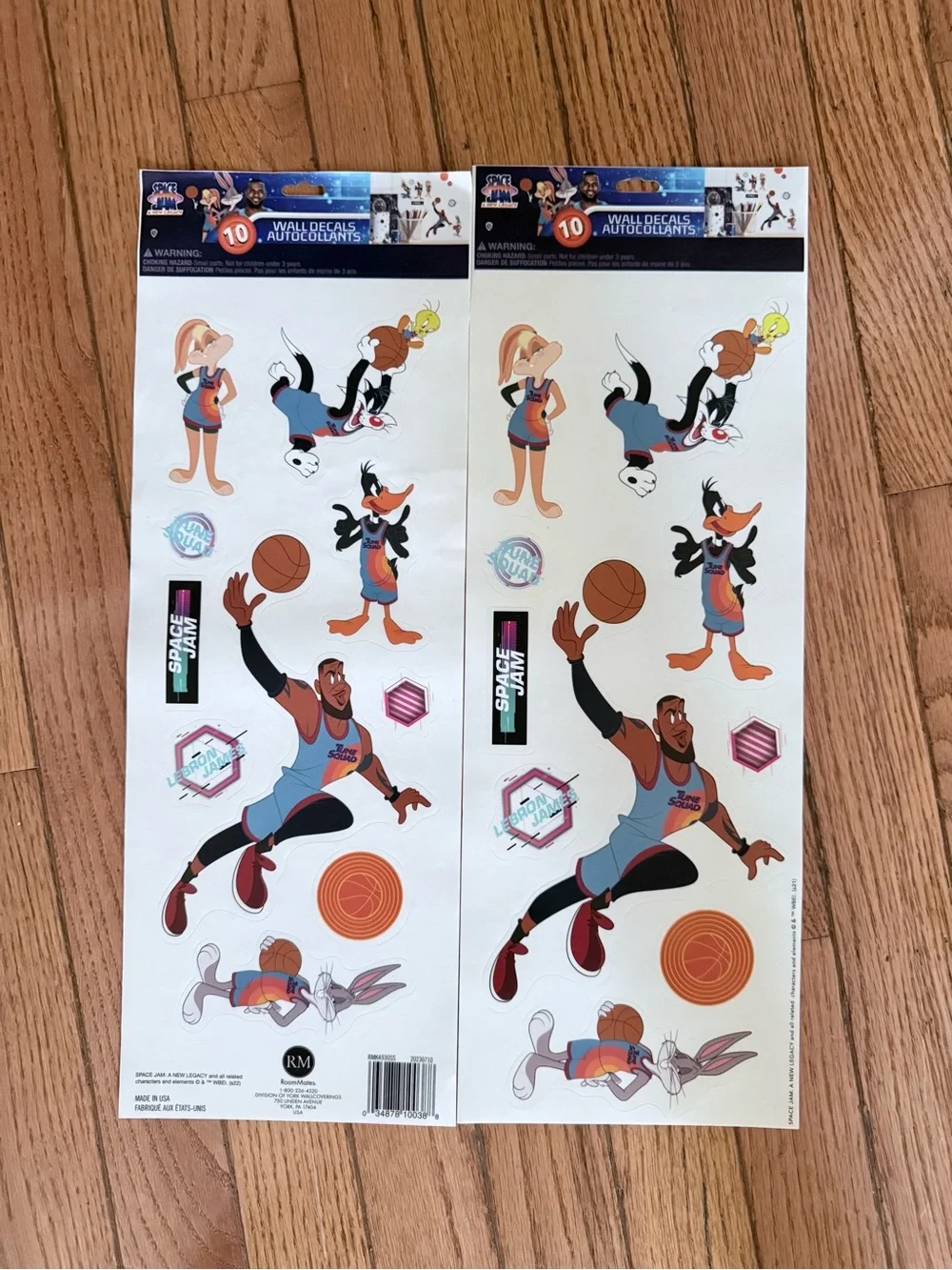 Lot of 10 Space Jam Peel & Stick Wall Decals - 100 Total